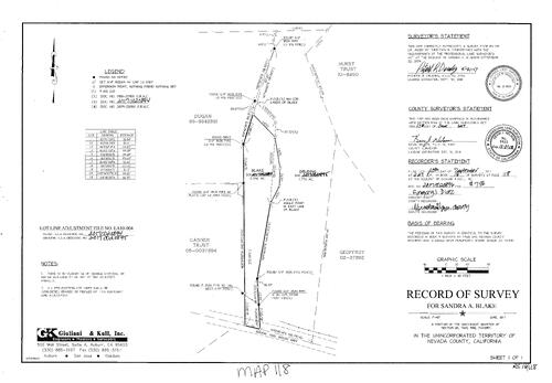 Click to see Survey Map Book 16, pg. 118 of Nevada County Recorders Survey Maps Book 16