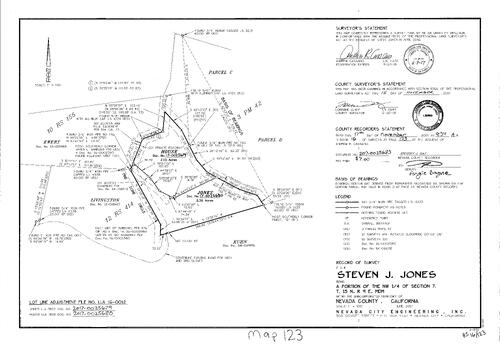Click to see Survey Map Book 16, pg. 123 of Nevada County Recorders Survey Maps Book 16