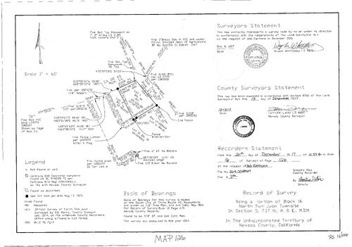 Click to see Survey Map Book 16, pg. 126 of Nevada County Recorders Survey Maps Book 16