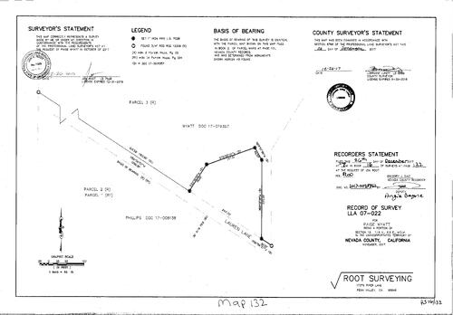 Click to see Survey Map Book 16, pg. 132 of Nevada County Recorders Survey Maps Book 16