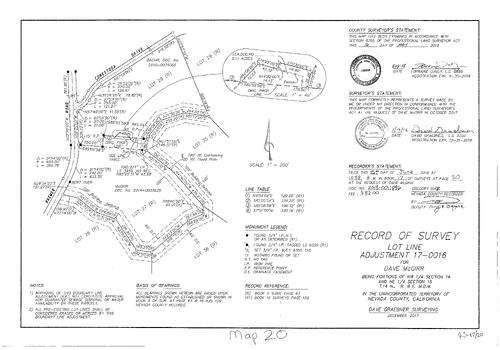 Click to see Record of Survey Book 17, pg. 20 (2018) of Nevada County Recorders Survey Maps Book 17