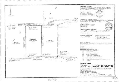 Click to see Record of Survey Book 17, pg. 26 of Nevada County Recorders Survey Maps Book 17