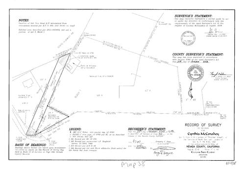 Click to see Record of Survey Book 17, pg. 38 of Nevada County Recorders Survey Maps Book 17