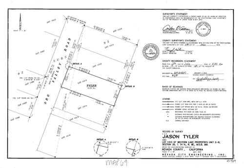 Click to see Survey 17, pg. 69 (2019) of Nevada County Recorders Survey Maps Book 17