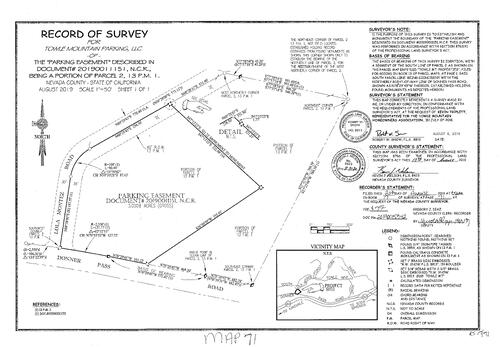 Click to see Survey 17, pg. 71 (2019) of Nevada County Recorders Survey Maps Book 17