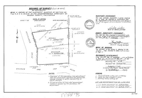 Click to see Survey 17, pg. 75 (2019) of Nevada County Recorders Survey Maps Book 17