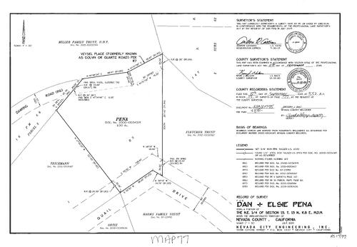 Click to see Survey 17, pg. 77 (2019) of Nevada County Recorders Survey Maps Book 17
