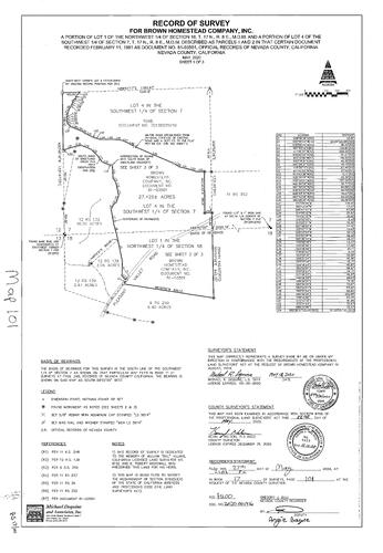 Click to see Record of Survey, Book 17, pg. 101, 2020 of Nevada County Recorders Survey Maps Book 17