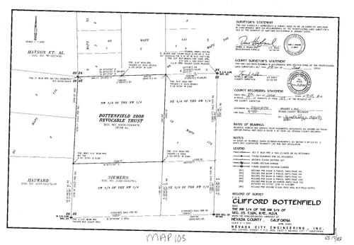 Click to see Record of Survey, Book 17, pg. 103, 2020 of Nevada County Recorders Survey Maps Book 17