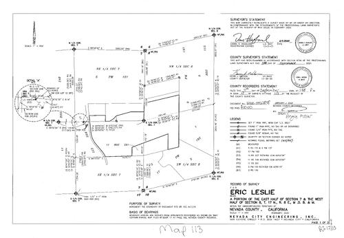 Click to see Record of Survey, Book 17, pg. 113, 2020 of Nevada County Recorders Survey Maps Book 17