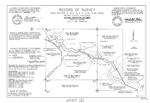 Click to see Survey Book 17, pg. 121, 2020 of Nevada County Recorders Survey Maps Book 17