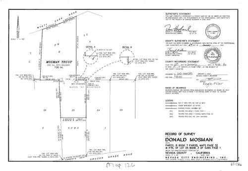 Click to see Survey Book 17, pg. 126 (2021) of Nevada County Recorders Survey Maps Book 17