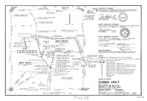 Click to see Survey Book 17, pg. 128 (2021) of Nevada County Recorders Survey Maps Book 17
