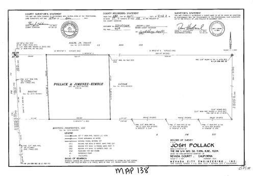 Click to see Survey Book 17, pg. 138 (2021) of Nevada County Recorders Survey Maps Book 17