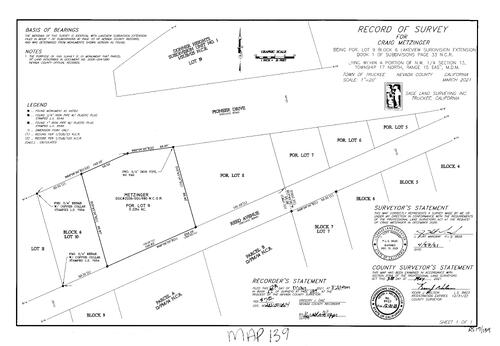 Click to see Survey Book 17, pg. 139 (2021) of Nevada County Recorders Survey Maps Book 17