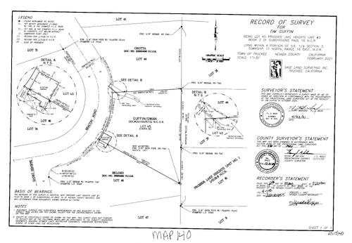 Click to see Survey Book 17, pg. 140 (2021) of Nevada County Recorders Survey Maps Book 17