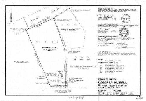 Click to see Survey Book 17, pg. 145 (2021) of Nevada County Recorders Survey Maps Book 17