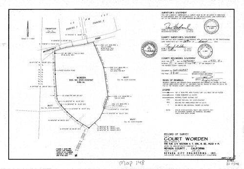 Click to see Survey Book 17, pg. 148 (2021) of Nevada County Recorders Survey Maps Book 17