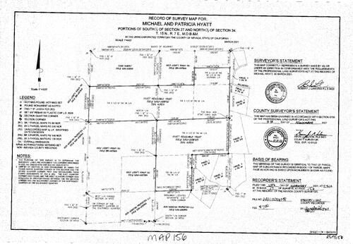 Click to see Record of Survey Book 17, pg. 156, 2021 of Nevada County Recorders Survey Maps Book 17