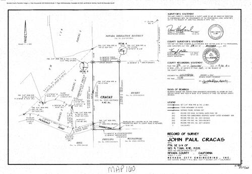 Click to see Record of Survey Book 17, pg. 160, 2021 of Nevada County Recorders Survey Maps Book 17