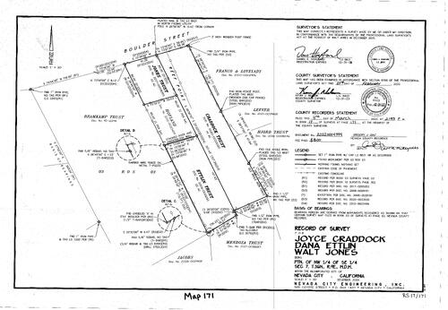 Click to see Record of Survey Book 17, pg. 171 (2022) of Nevada County Recorders Survey Maps Book 17