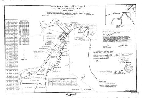 Click to see Record of survey Book 17, pg. 184 (2022) of Nevada County Recorders Survey Maps Book 17