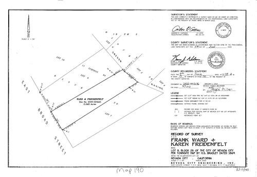 Click to see Record of Survey Book 17, pg. 190 (2022) of Nevada County Recorders Survey Maps Book 17