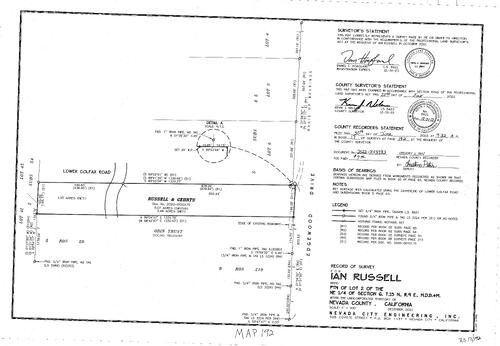 Click to see Record of Survey Book 17, pg. 192 (2022) of Nevada County Recorders Survey Maps Book 17