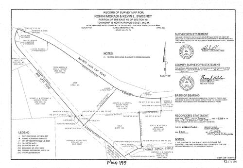 Click to see Record of Survey Book 17, pg. 199 (2022) of Nevada County Recorders Survey Maps Book 17