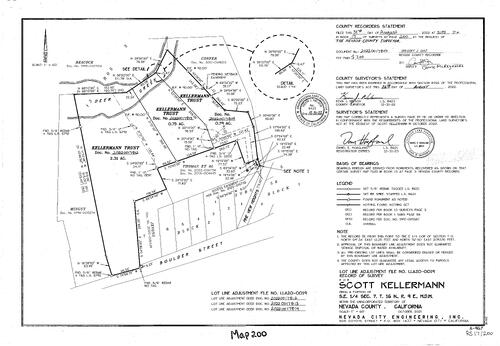 Click to see Record of Survey Book 17, pg. 200 (2022) of Nevada County Recorders Survey Maps Book 17