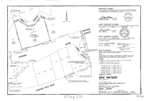 Click to see Record of Survey Book 17, pg. 201 (2022) of Nevada County Recorders Survey Maps Book 17