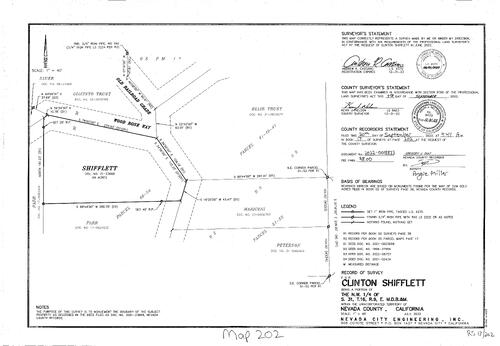 Click to see Record of Survey Book 17, pg. 202 (2022) of Nevada County Recorders Survey Maps Book 17