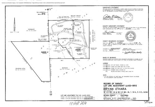 Click to see Record of Survey Book 17, pg. 206 (2022) of Nevada County Recorders Survey Maps Book 17