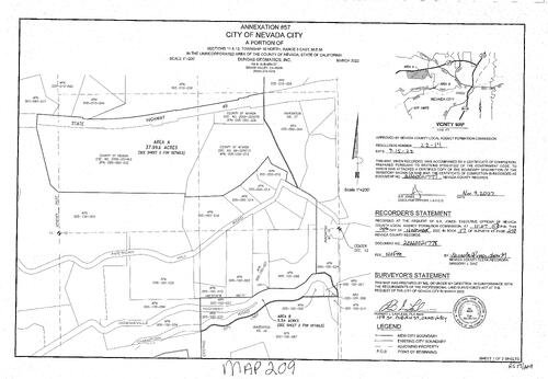 Click to see Record of Survey Book 17, pg. 209 (2022) of Nevada County Recorders Survey Maps Book 17