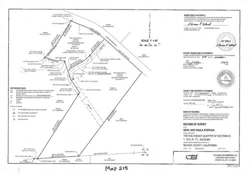 Click to see Record of Survey Book 17, pg. 215 (2022) of Nevada County Recorders Survey Maps Book 17