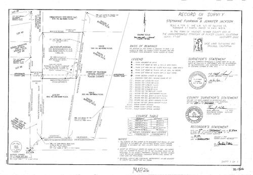Click to see Record of Survey Book 17, pg. 216 (2022) of Nevada County Recorders Survey Maps Book 17