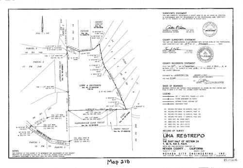 Click to see Record of Survey Book 17, pg. 218 (2022) of Nevada County Recorders Survey Maps Book 17