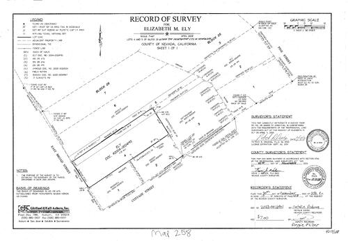 Click to see Record of Survey Book 17, pg. 258 (2023) of Nevada County Recorders Survey Maps Book 17