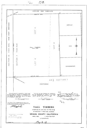 Click to see Record of Survey Book 2, pg. 13 (1962) of Nevada County Recorders Survey Maps Book 2