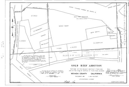 Click to see Record of Survey Book 2, pg. 16 (1962) of Nevada County Recorders Survey Maps Book 2