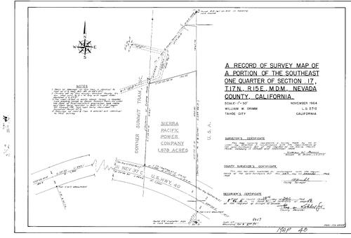Click to see Record of Survey Book 2, pg. 48 (1964) of Nevada County Recorders Survey Maps Book 2
