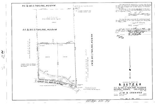 Click to see Record of Survey Book 2, pg. 84 (1966) of Nevada County Recorders Survey Maps Book 2