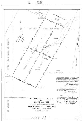 Click to see Record of Survey Book 2, pg. 85 (1966) of Nevada County Recorders Survey Maps Book 2
