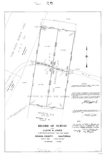 Click to see Record of Survey Book 2, pg. 86 (1966) of Nevada County Recorders Survey Maps Book 2