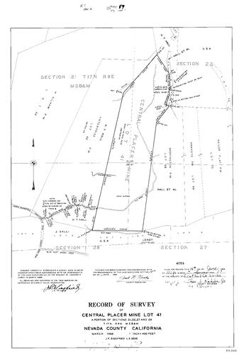 Click to see Record of Survey Book 2, pg. 89 (1966) of Nevada County Recorders Survey Maps Book 2