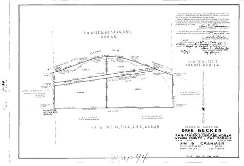 Click to see Record of Survey Book 2, pg. 94 (1966) of Nevada County Recorders Survey Maps Book 2