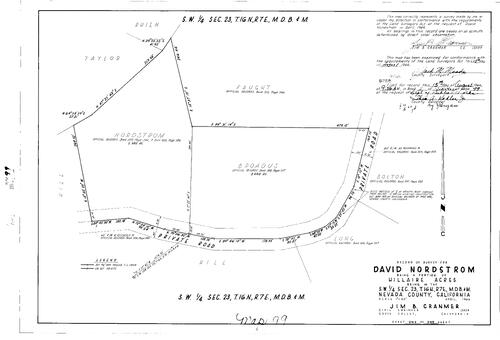 Click to see Record of Survey Book 2, pg. 99 (1966) of Nevada County Recorders Survey Maps Book 2