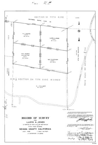 Click to see Record of Survey Book 2, pg. 111 (1966) of Nevada County Recorders Survey Maps Book 2