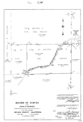 Click to see Record of Survey Book 2, pg. 121 (1966) of Nevada County Recorders Survey Maps Book 2