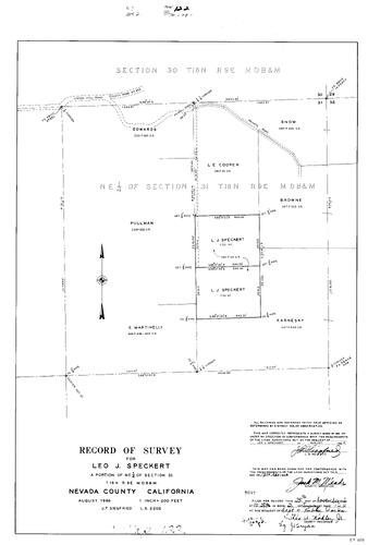 Click to see Record of Survey Book 2, pg. 122 (1966) of Nevada County Recorders Survey Maps Book 2
